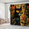 Artistic Black Cat Floral Waterproof Mildew-Resistant Shower Curtain - Unique Design for a Stylish Bathroom Décor Experience