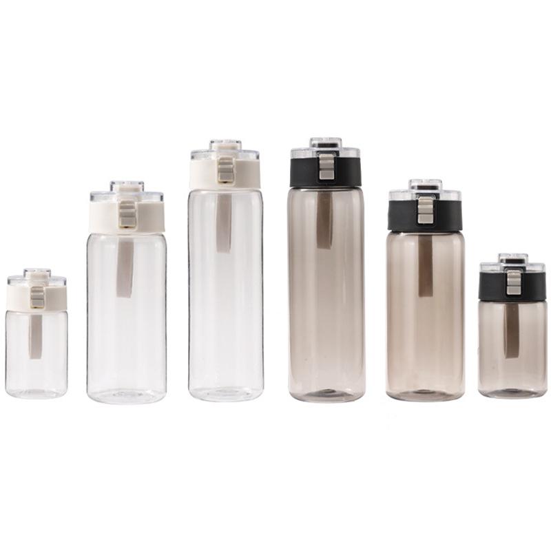 Water bottle unprinted flat replacement plastic water cup high value male and female students simple accompanying cup outdoor with tea compartment