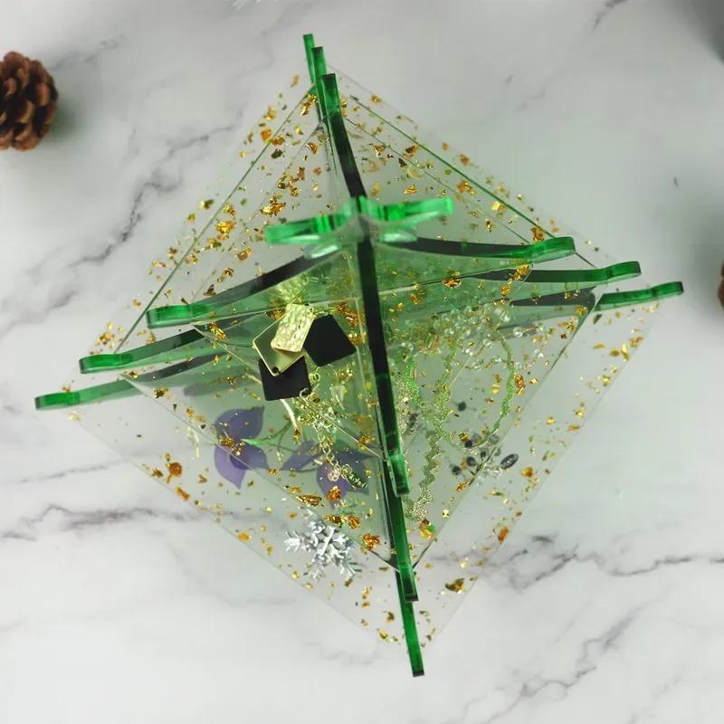 Christmas Decoration Crystal Epoxy Silicone Mold Set Resin Christmas Tree Snowflake Storage Box Jewelry Ornament Decoration