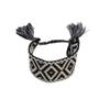 Adjustable Mori Style Diamond Lattice Jacquard Tassel Bracelet