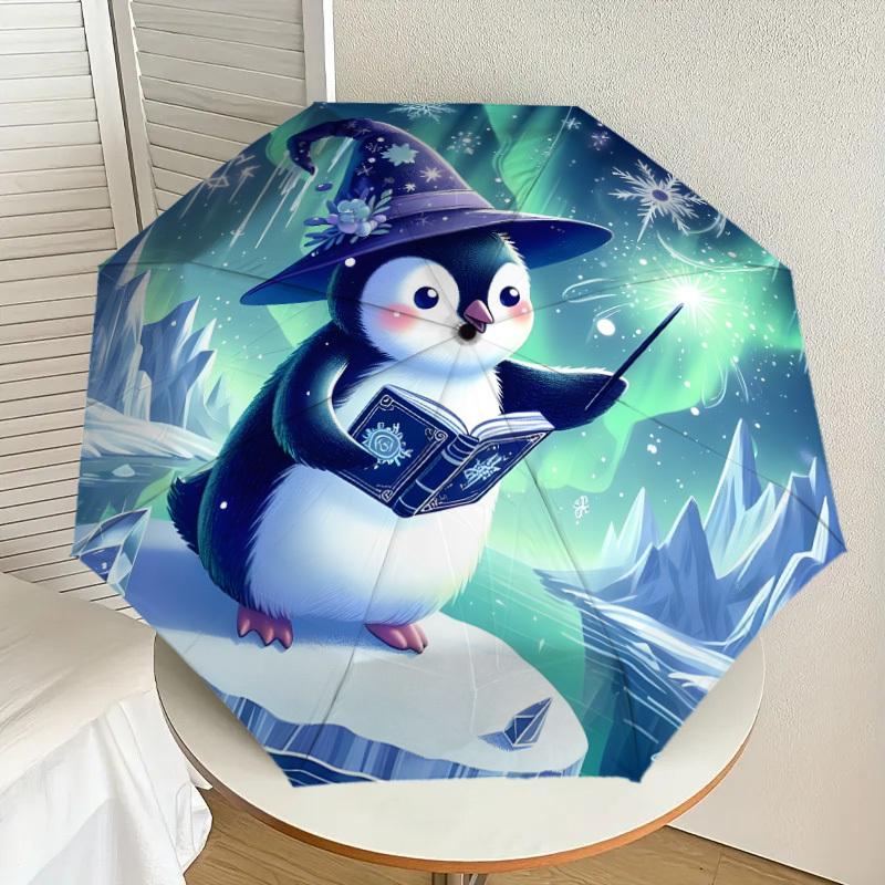 

1pc Magical Penguin Ice Spell Umbrella with Plastic Handle,Suitable for All Seasons Home Travel Outdoor UmbrellaDD1200