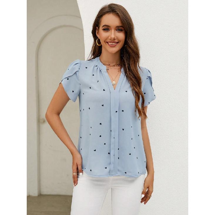 Travel New Women'S Retro Printed Shirt Casual Spring And Summer Breathable Cool Sexy Daily Date Short Sleeved T-Shirt Top