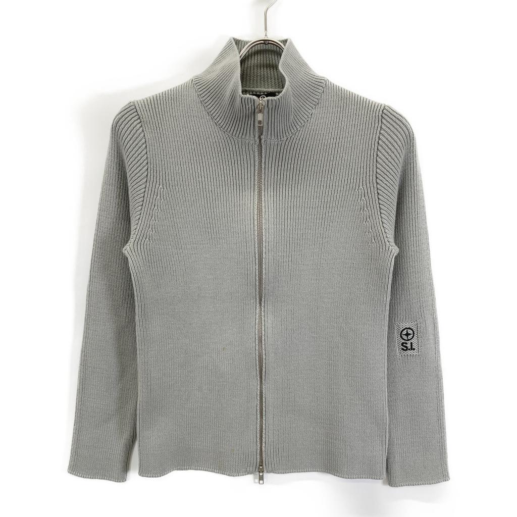 STONE ISLAND 45145180 Gray Zip-Up Knit tops S grayUsed