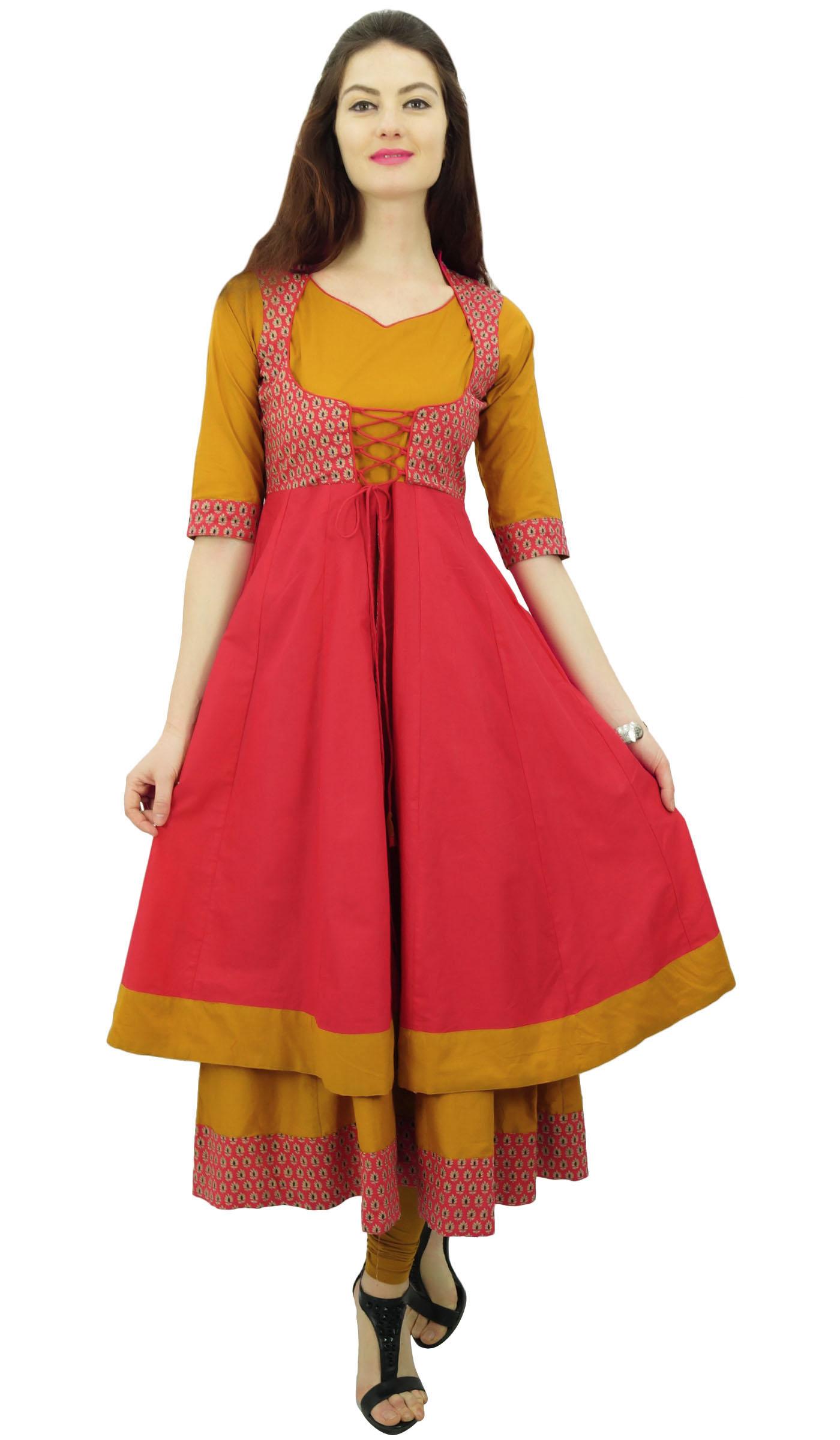 

Індійська сукня в стилі куртки Anarkali Kurti Dori від дизайнера Phagun - 6 коралові рожевого кольору