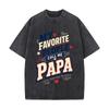 Favorite People Call Me Papa Typogra Loose Solid Distressed T Shirt American Casual Crew Neck Top