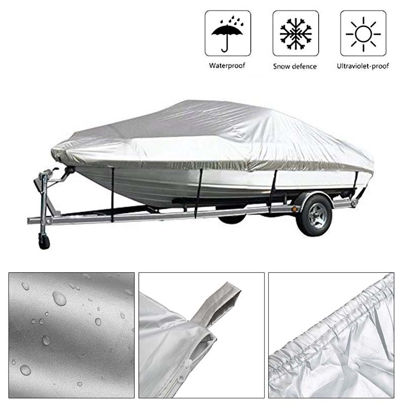Boat Cover Yacht Outdoor Protection Waterproof Boat Cover Fabric Anti-smashing Tear Proof Silver Reflective 11-22FT