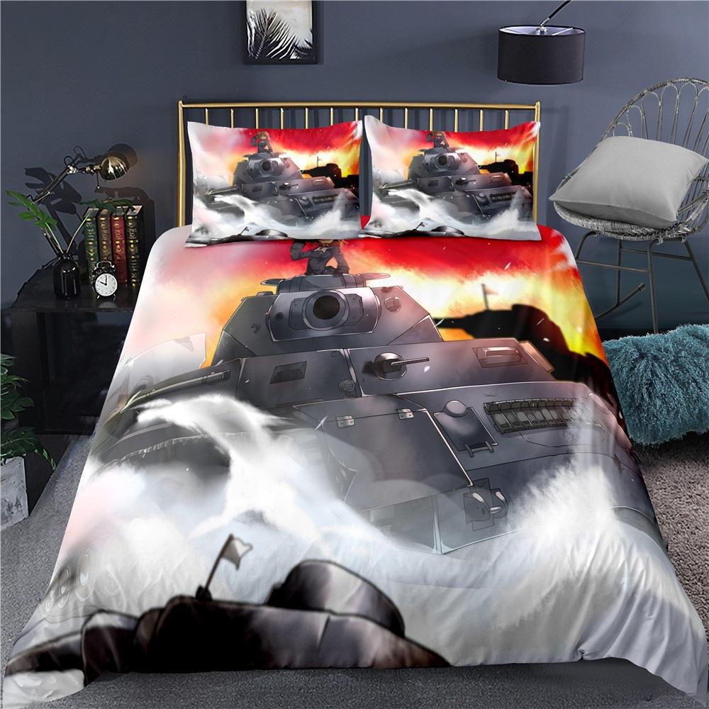 Anime Girls und Panzer Bedding Set 3D Print Anglerfish Team Duvet Cover Child Adult Quilt Cover Pillowcase king Queen Size