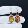 925 Sterling Silver Earrings, Beautiful Ammolite & Honey Topaz Earrings, Party Wear Jewelry, Dangle Drop Earrings For Thanksgiving Gifts