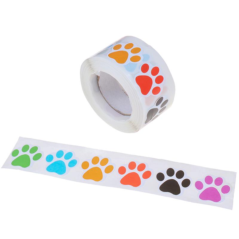 500Pcs Colorful Paw Print Stickers Dog Cat Paw Labels Stickers Reward Sticker