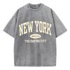 New York Brooklyn Brief Aufdruck Gewaschene T-Shirts Damen Baumwoll Tops Bequem Ausgefranste Rundhals T-Shirts Sommer Damen Kleidung