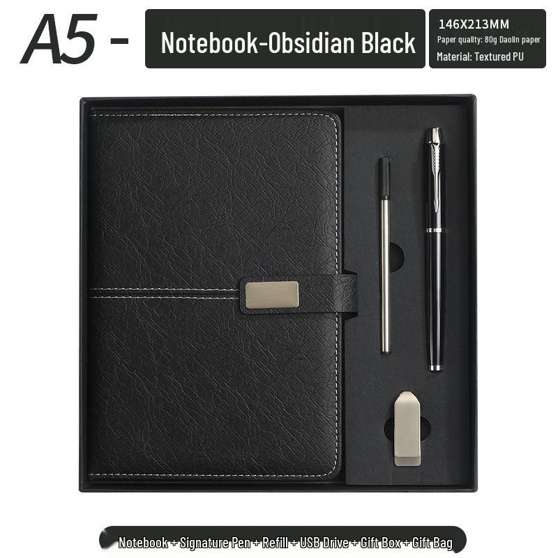 Personalized A5 Notebook Gift Set: Premium Business Diary with Logo Printing for New Year Corporate Gifting.