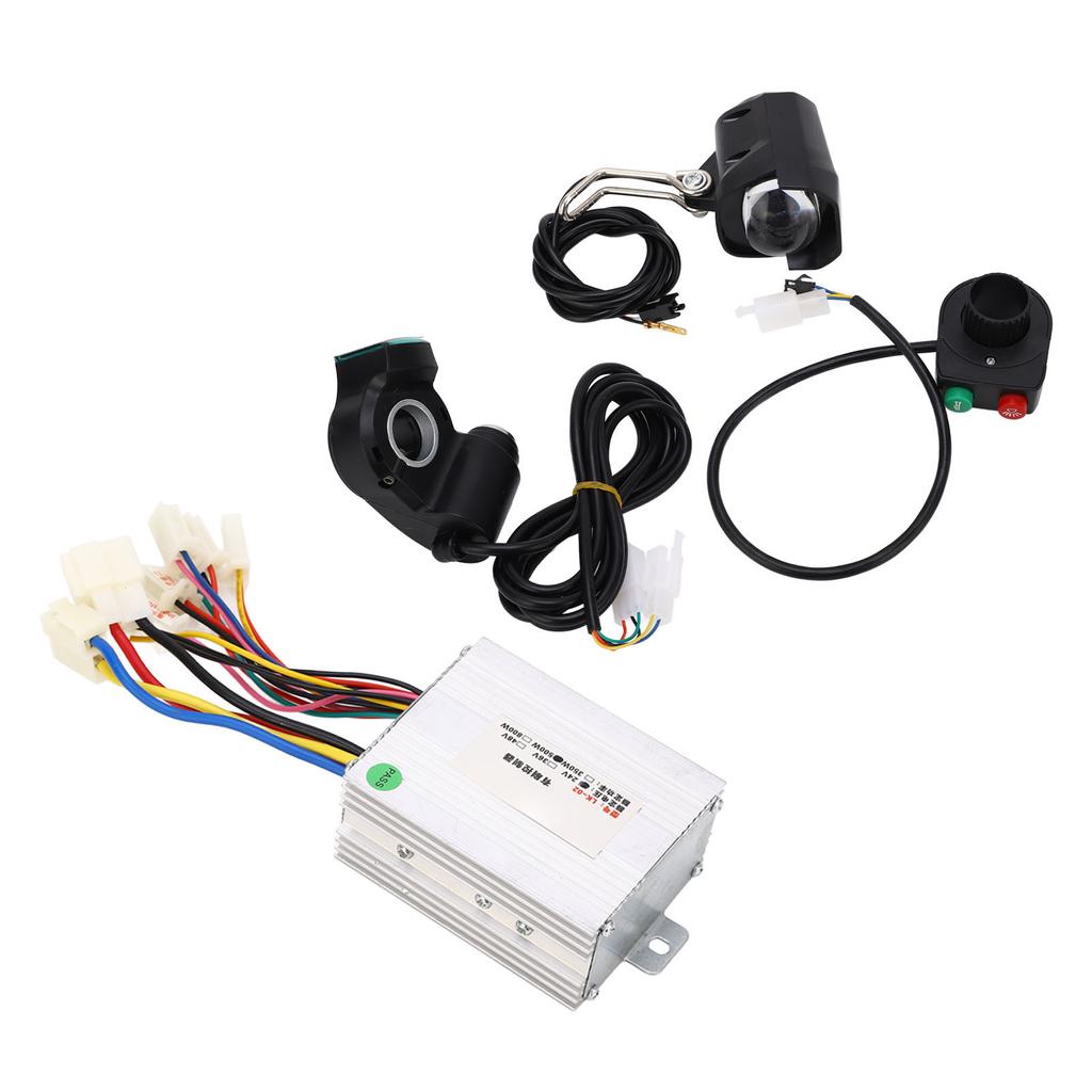 Electric Bike Conversion Kit 24V 500W Brushed Controller Thumb Throttle Headlamp and Switch for Scooters