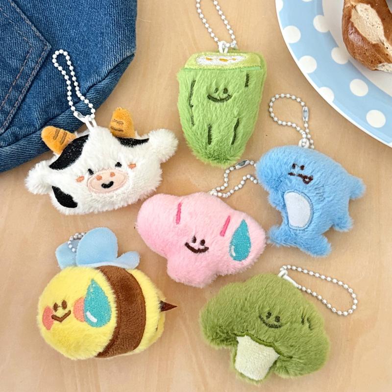 1Pair Creative Cartoon Bee Plush Keychain Fun Animal Stuffed Doll Plush Toy Pendant Backpack Decoration Accessories Gift