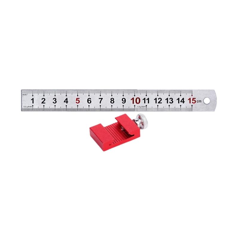 Stainless Carpentry Square 15/20/30/40cm Carpenter Scribing Ruler with Slide Stop Measuring Marking Gauge Pocket Ruler 15CM