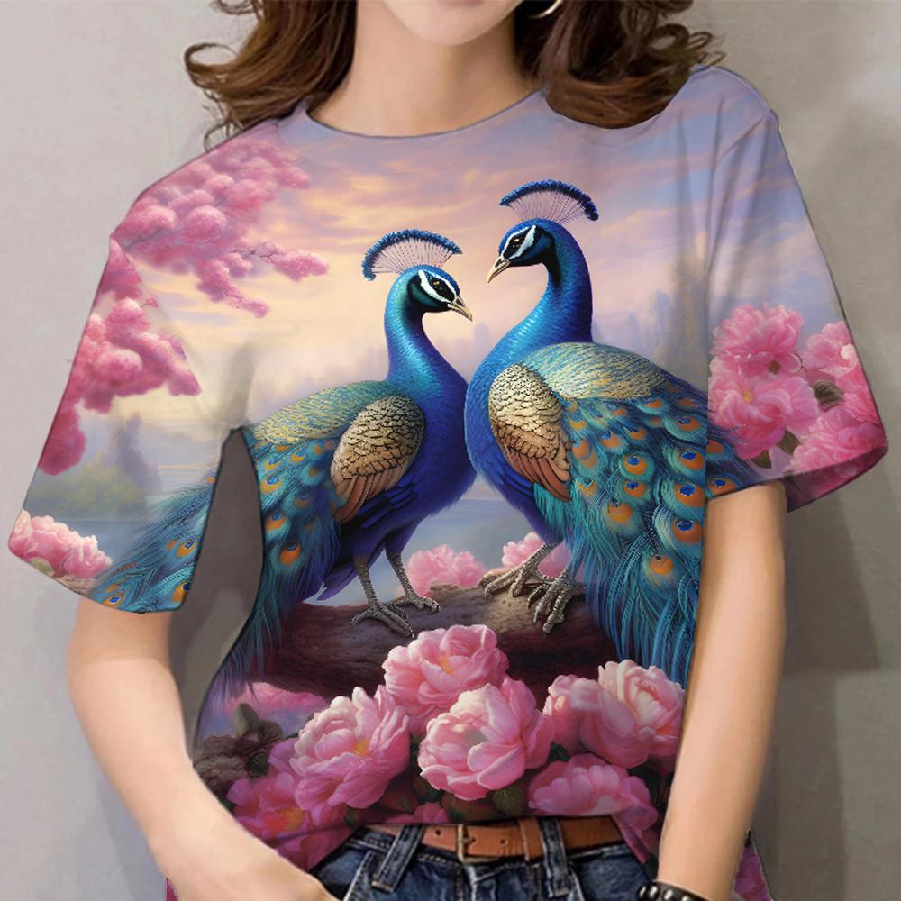 Women s Peacock Pattern T-shirt Women s Clothing Peacock T-shirt XS
