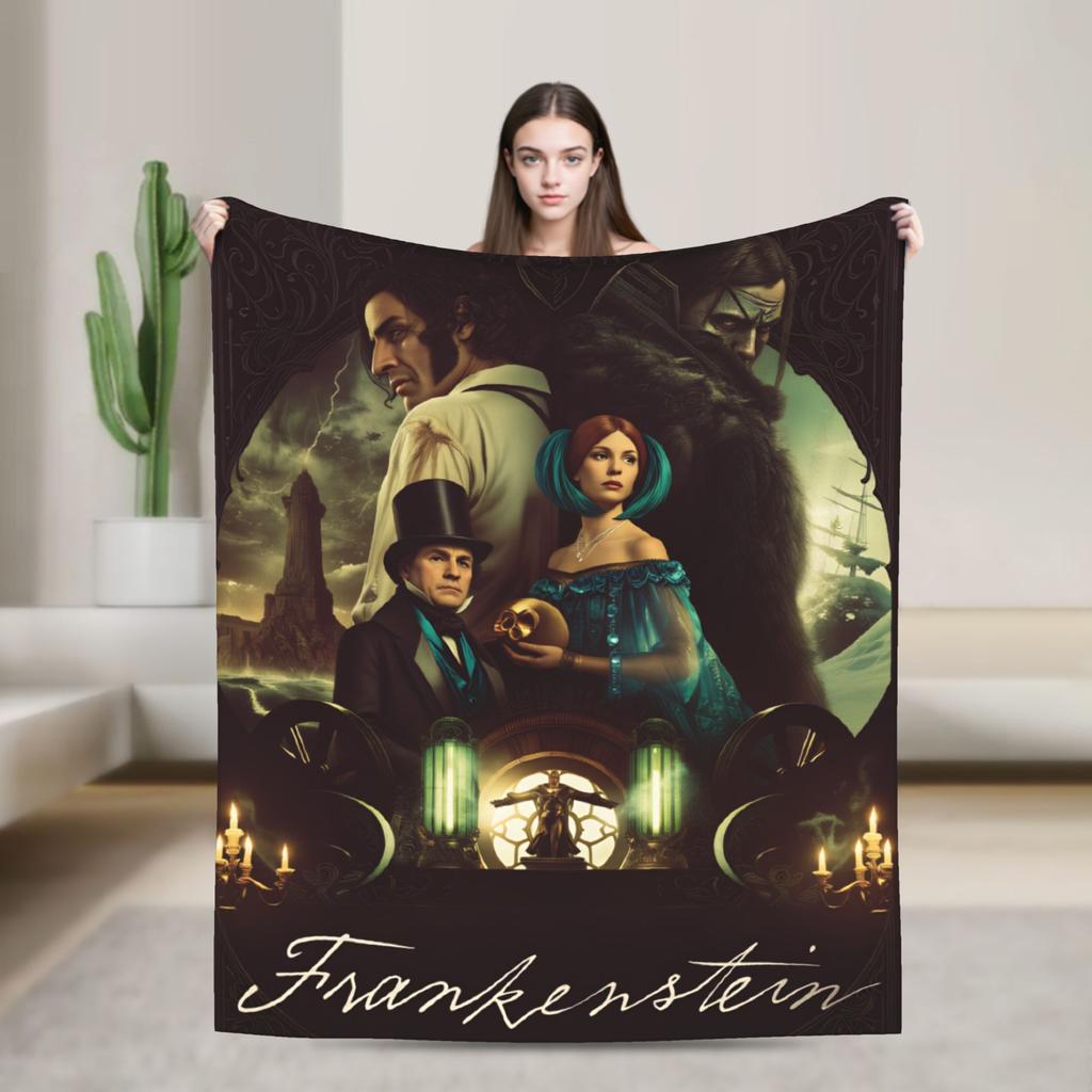 Frankenstein Movie 2025 (1) Flannel Blanket  Warm Throw Blanket for Couch Chair Decorative Fluffy Bedspread Sofa Bed Cover
