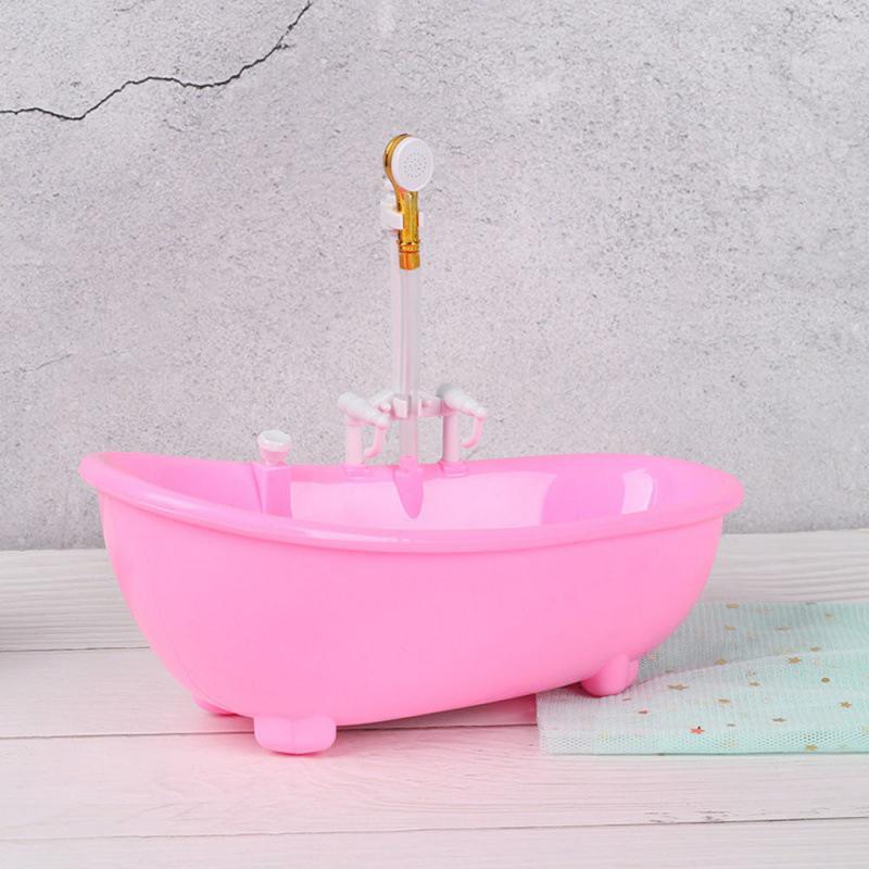 Miniatures Electric Bathtub Doll Accessories Plastic Tub 1:6 Scale Dollhouse Furniture Spraying Water Kids Bathing Toys
