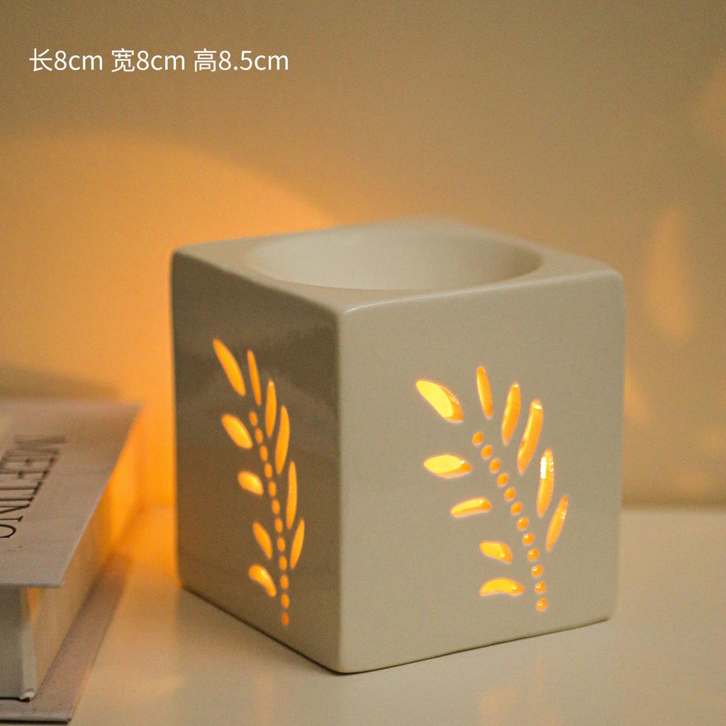 Ceramic Hollow Oil Burner With Candle Holder Incense Burner Romantic Essential Oil Incense Aroma Diffuser Oil Stove Home Decor