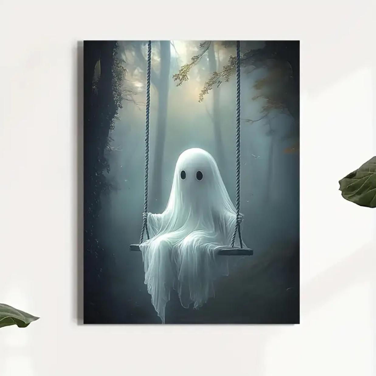 Retro Halloween Ghost Poster Art - Home Decor 20x25