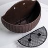 Plastic Rattan Weaving Hanging Flowerpot Half Round Over Fence Planter Wall Flower Pot  Flower Shop
