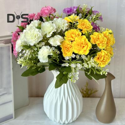 Künstliche Nelke mit Stiel, 10 Köpfe, für Zuhause, Büro, Tischdekoration, Hochzeit, Kunstblumenzweig, Blumenarrangement, Dekoration