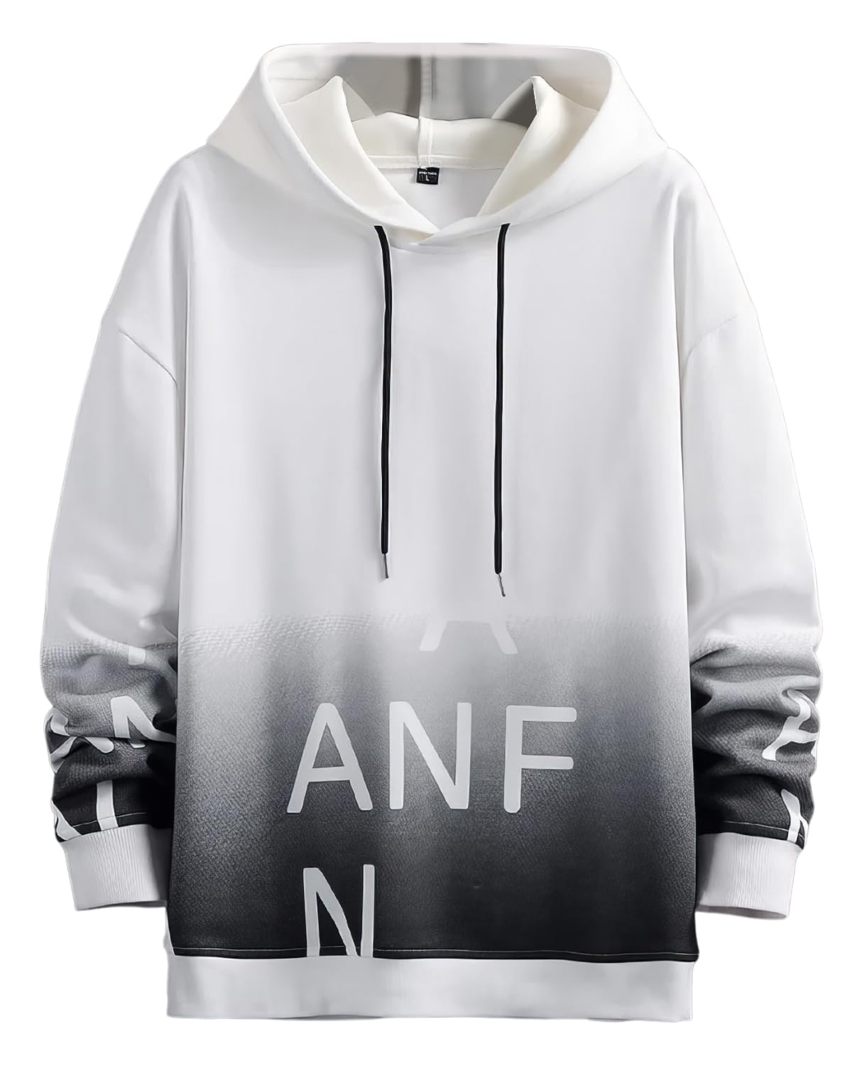 

Long Sleeve Gradient Stylish Loose Popular Streetwear [foveitaa] Men s Hoodie, Pullover, Fall/Winter, Fit, Hooded, Top, White-2XL