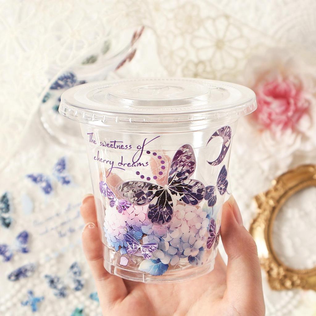 Graceful Butterfly Shadow: Transparent Die-cut PET Waterproof Stickers for DIY Journals & Decorations