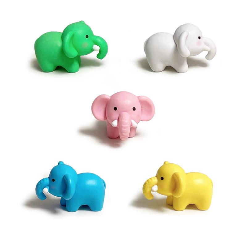 Colorful Q Version Elephant PVC Figurine: Car Ornament & Cake Decoration