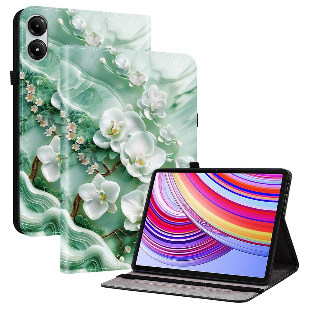 Lederhülle für Xiaomi Redmi Pad Pro 5G/Redmi Pad Pro/Poco Pad 5G/4G, bedruckt mit Muster, Ständer, Tablet-Hülle mit Kartenfächern