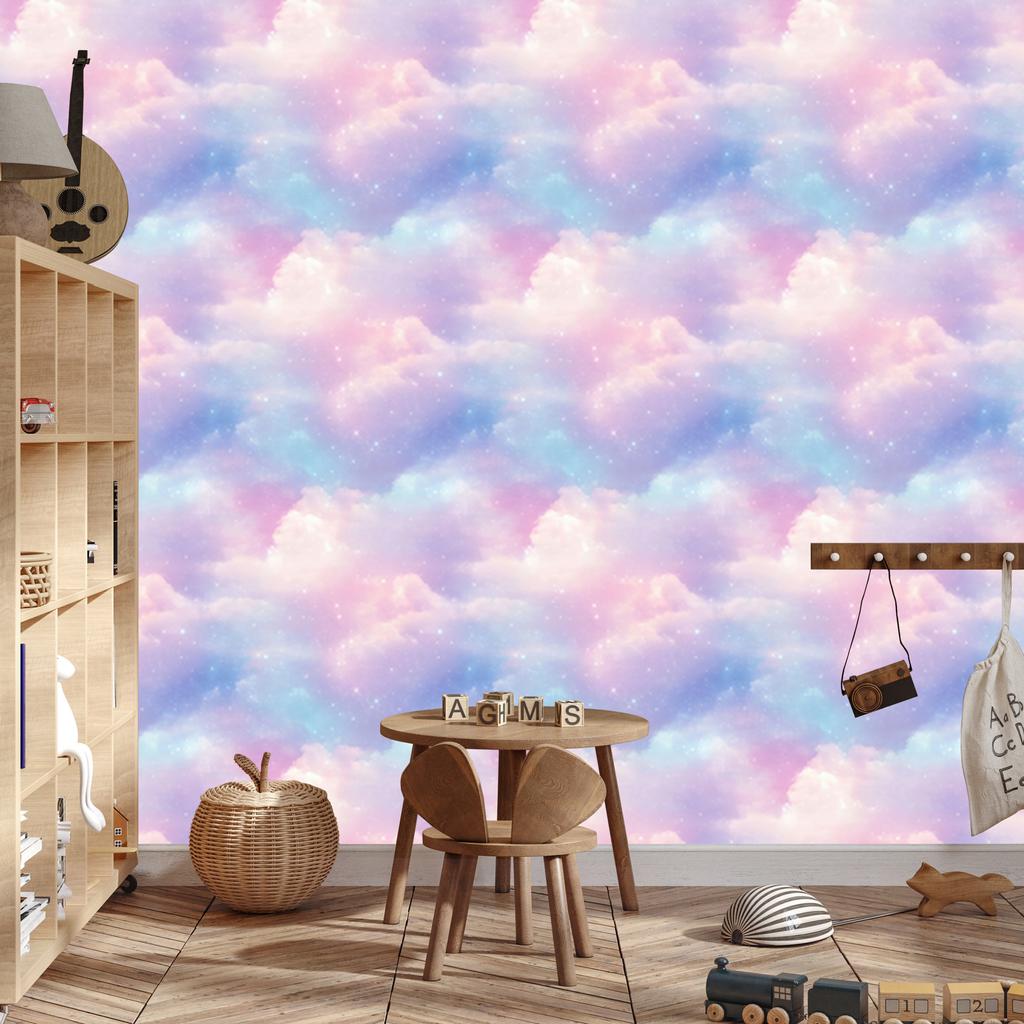 Watercolor Galaxy Lavender Wallpaper, Soft Forms 50x1000