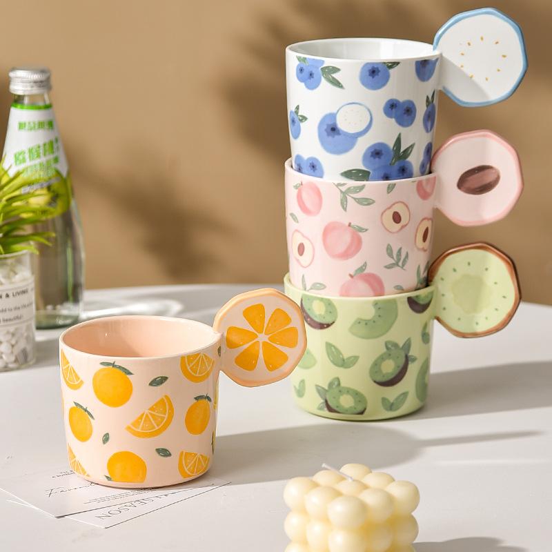 Fruit Ceramic Cup Creative Mug Design Niche Coffee Cup Lacquer Cute Juice Cup High Value Household Use
