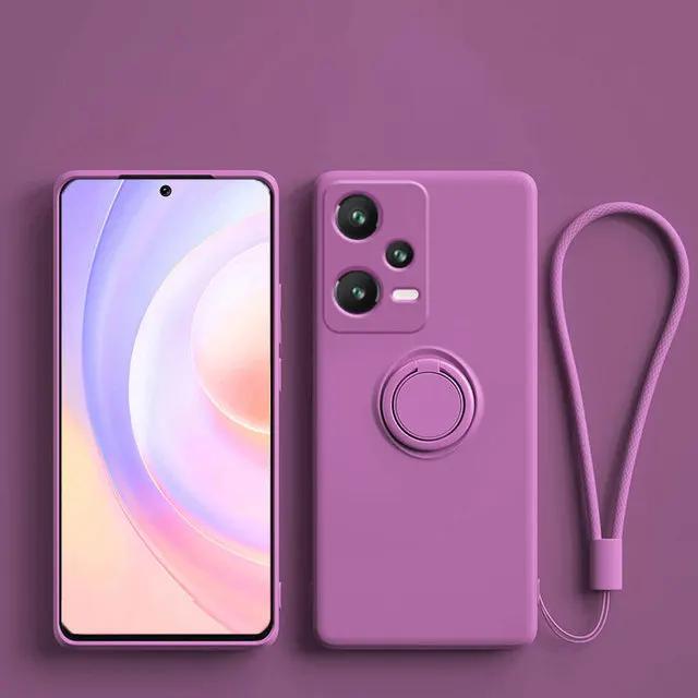 

Чехол из жидкого силикона для Xiaomi 14T 13T 12T 11T Redmi Note 14 13 12 11 10 Pro Plus + 5G 12S 11S 10S 5G Чехол для телефона с кольцом-держателем for Xiaomi 14T