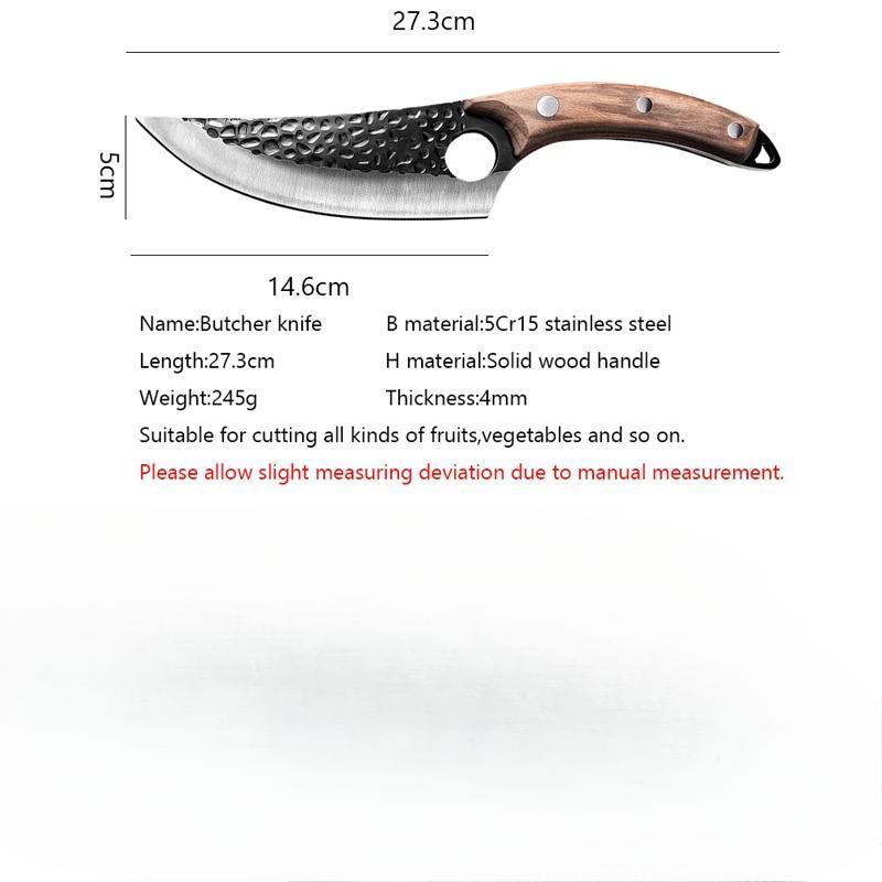 Handgeschmiedetes Ausbeinmesser, kleines Krummsäbelmesser, Küchenmesser, Metzgermesser, Fleischschneidemesser und Fischtötungsmesser, Fleischerbeil aus Edelstahl 5Cr15, Kochmesser