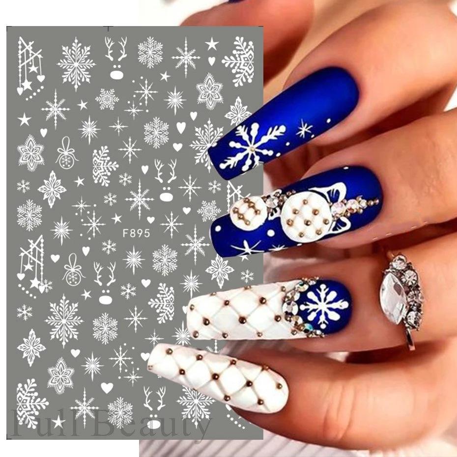 Snö Jul Nagelklistermärken Blomväxter Nagelkonstdekaler Blommiga Löv Spring Sliders Manikyrdekor