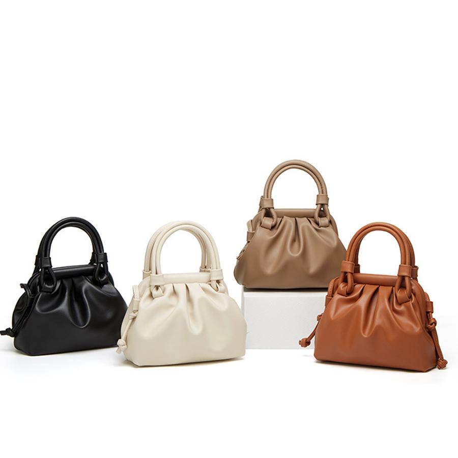 Women's Pleated Clip Cloud Bag 2025 Summer New Simple and Versatile Pu Leather Single-shoulder Crossbody Bag Purse Hand Bags Sac