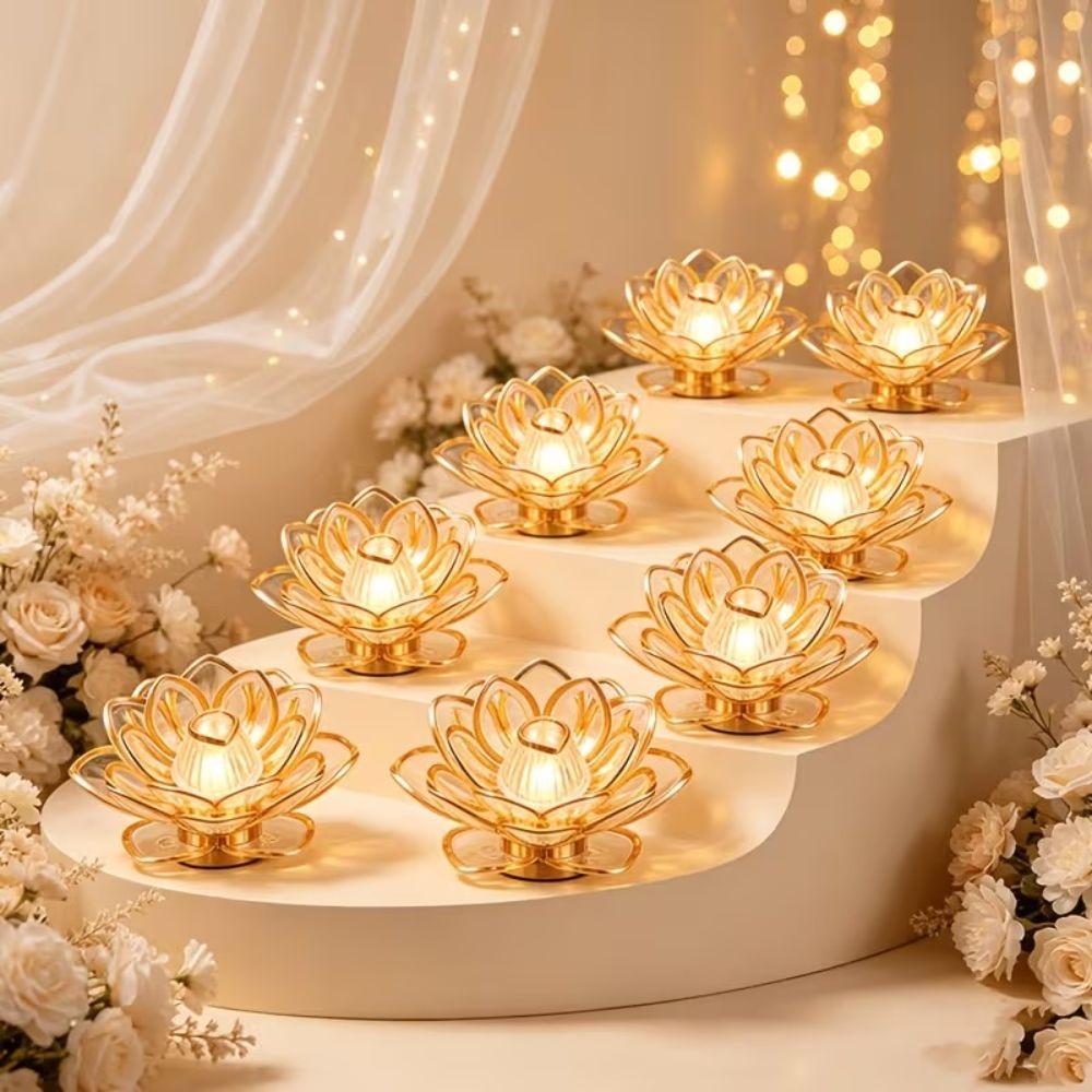 Plastic Flameless Tea Light Electronic Lotus Lamp Decorative Lighting Flameless Candle Lamp Home