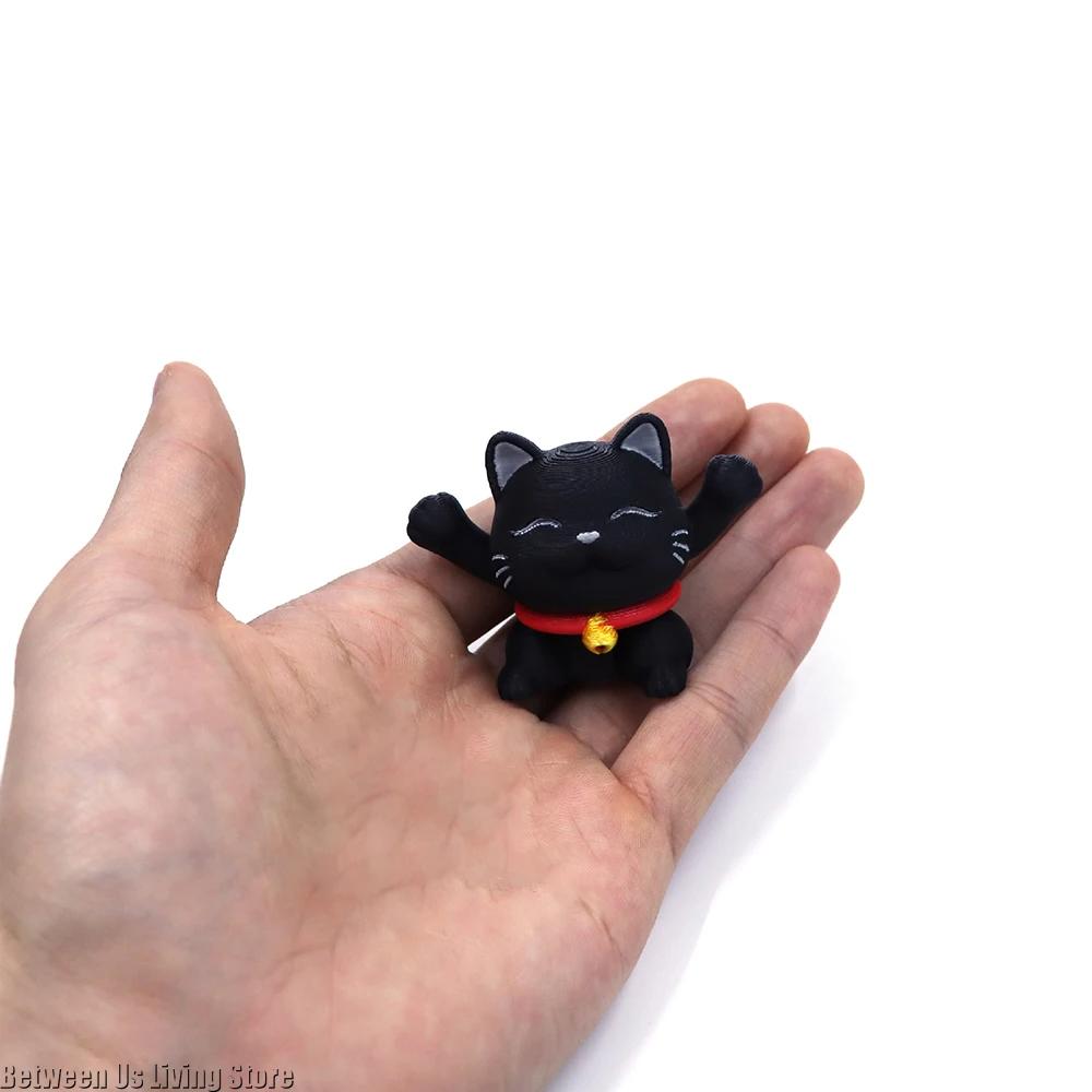 Rotatable Maneki Neko Retractable Gyroscope 3d Printed Cat Figure Creative Office Stress-relieving Toy Car Decoration Small Gift
