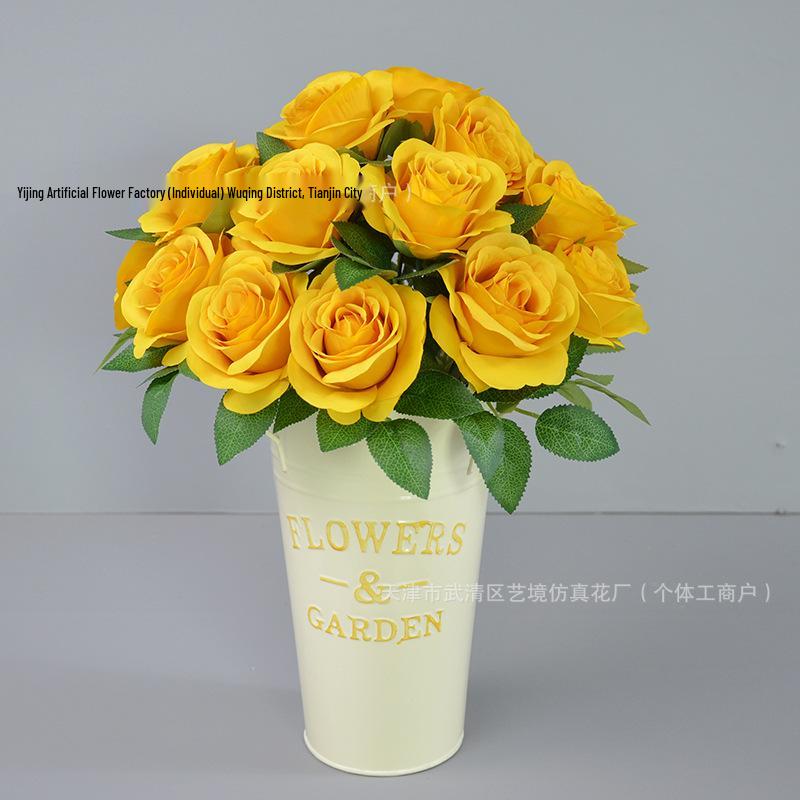 Artificial Dutch Rose Bouquet: 10 Heads for Wedding Hall & Bride's Decoration