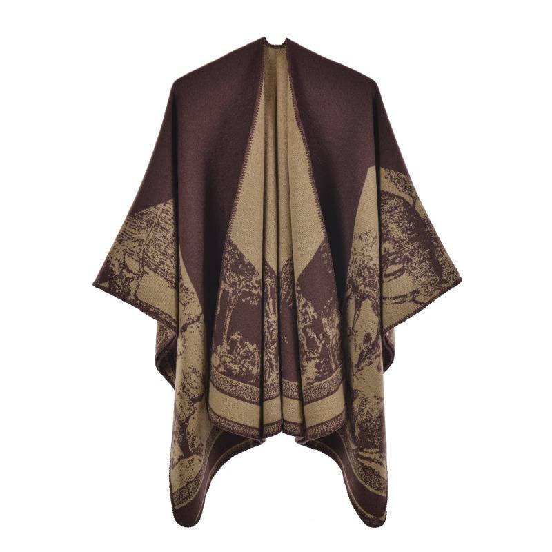 Simple and High-end Shawl Grassland Yunnan Shawl Cape with Cape Imitation Cashmere Scarf