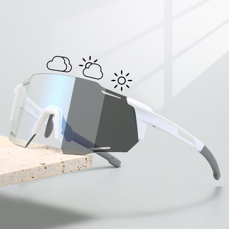 KAMMPT Rimless Photochromic Sports Goggle Men New Punk Outdoor Cycling Sunglasses Oversize Windproof Anti-UV Shades for Driving