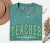 Personalized St. Patrick's Teacher Shirt, Comfort Colors Shamrock Leopard Print Tee