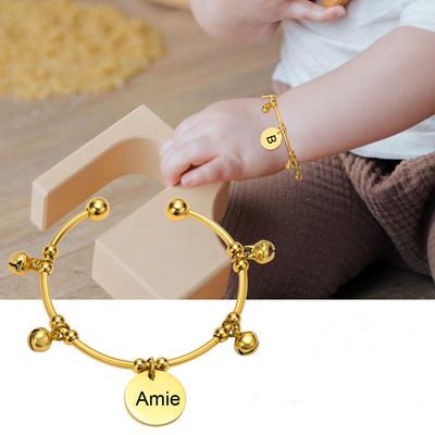Personalized Name Baby Bracelet, Open Bangle Bracelet for Girl Boy Children Free Engraving Baptism Christening
