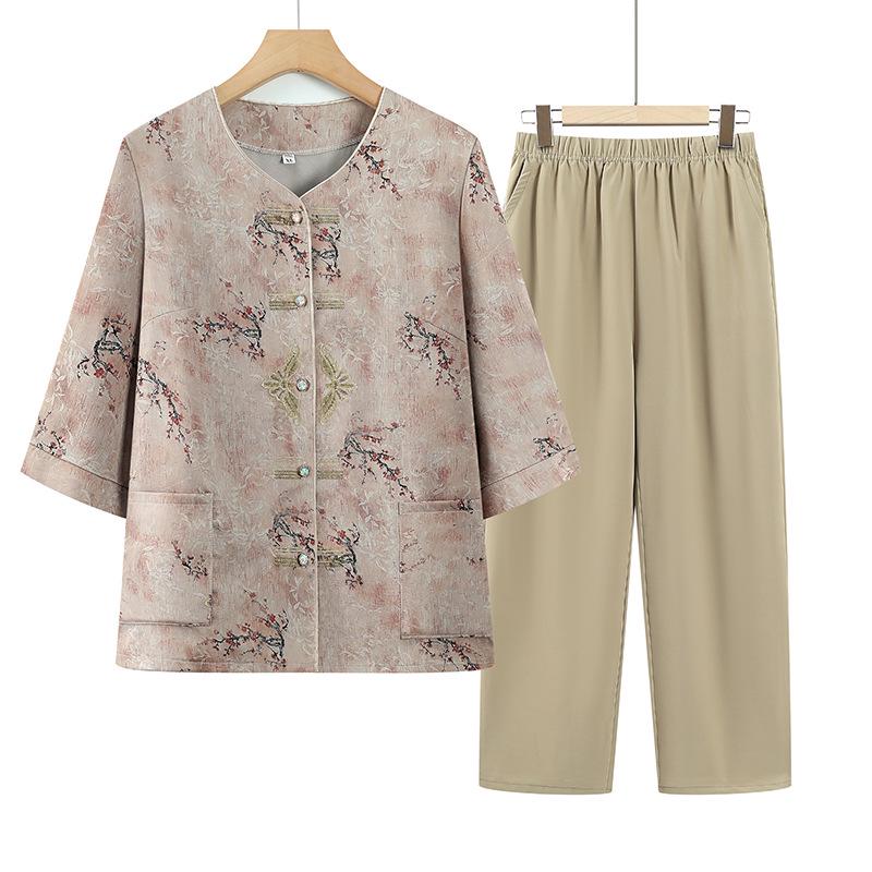 

Summer Apparel for Mature Women: Mid-Sleeve Tops, Cardigans, Loose Autumn Sets 5XL (145-160 lbs) червоний