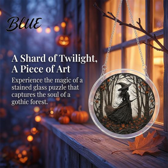 Cute Spooky Puzzle Halloween Acrylic Suncatcher Window Hanging,7.87 Inch Sun Catcher Themed Gift Idea Decoration Ornament Ideal for Gifting and Home