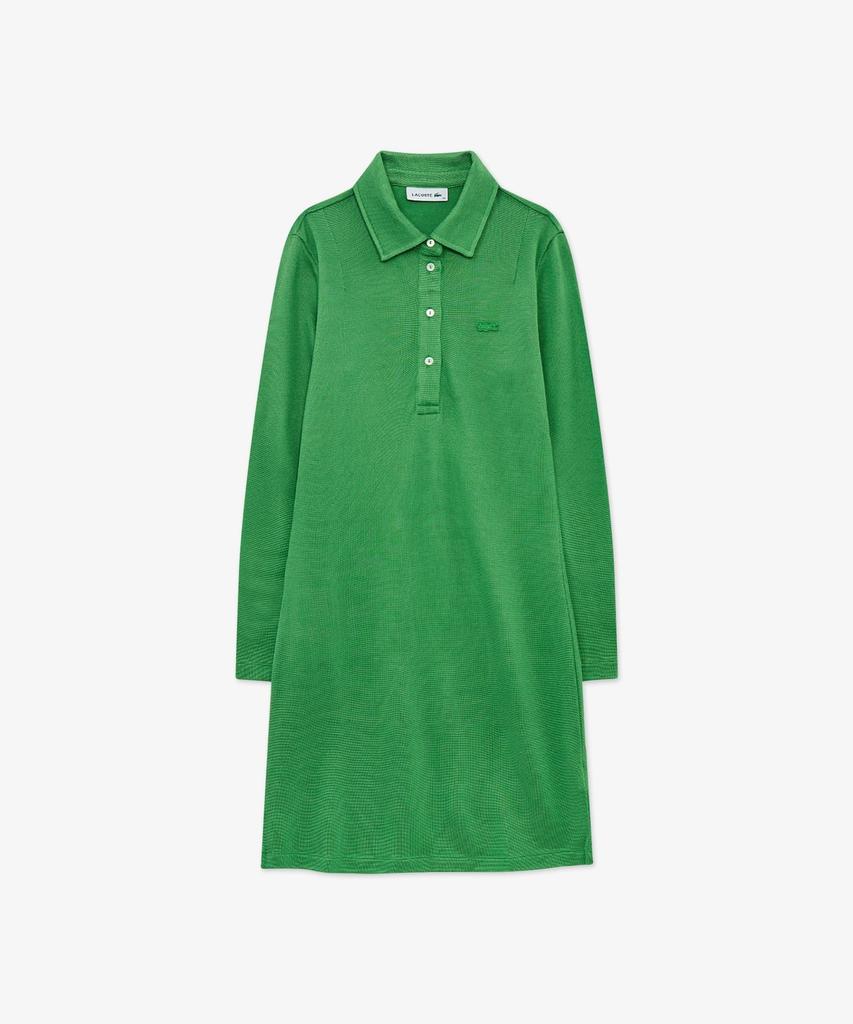 Lacoste Women'S Shiny Pique Long Sleeve Dress Ef9901-56G Npa