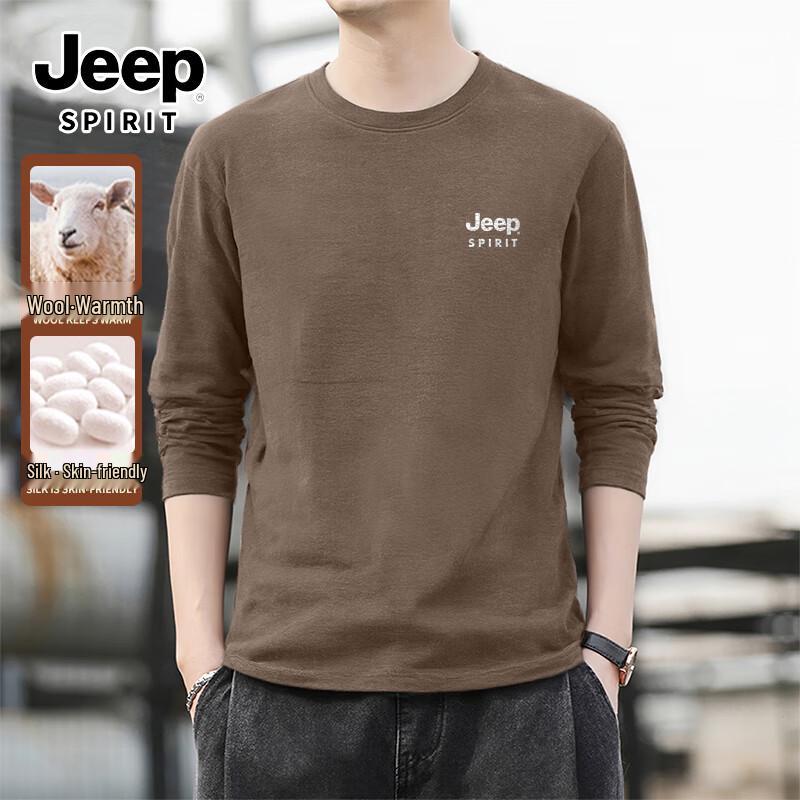 JEEP SPIRIT Men s Heavyweight Long Sleeve Round Neck T-Shirt XL