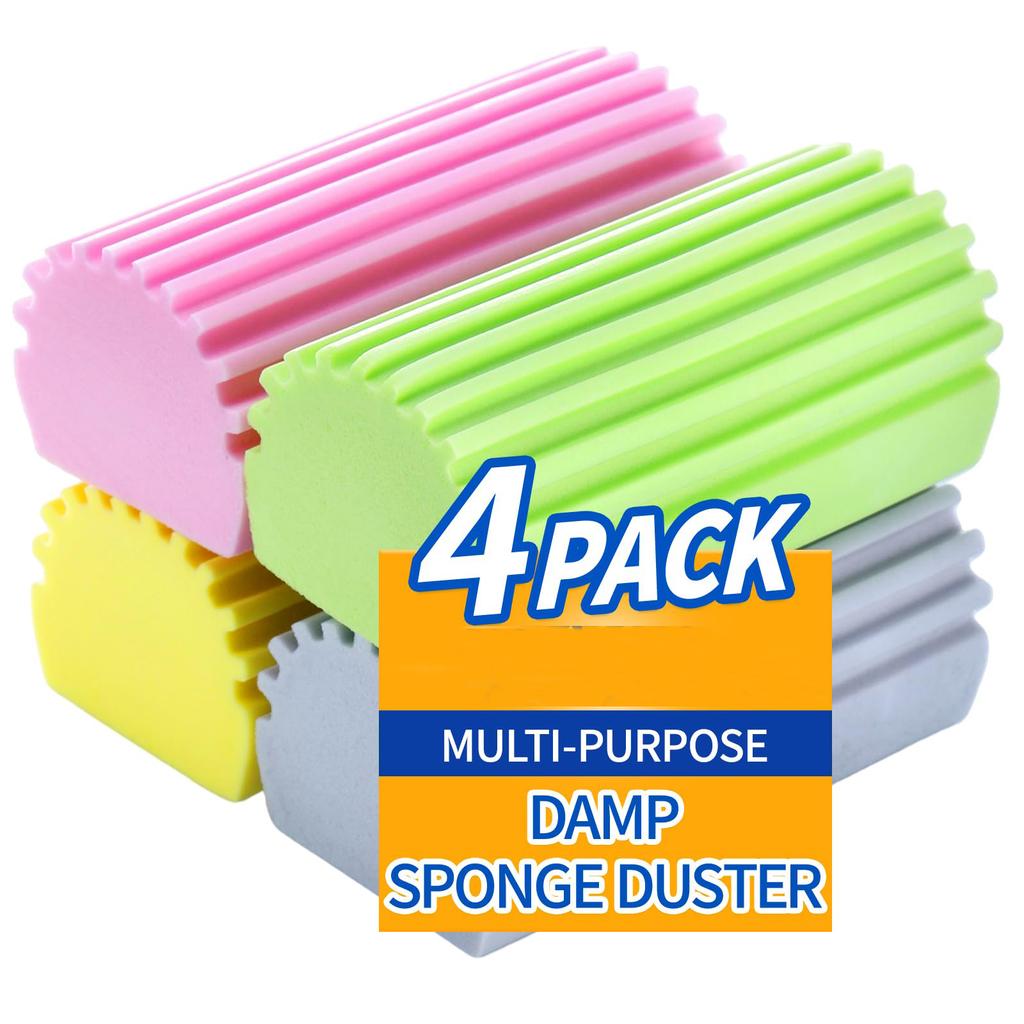 4pcs Damp Clean Duster Sponge Home Car Wet Cleaning Sponge Duster Reusable Detailing Wash Brush Auto Cleaning Accessories