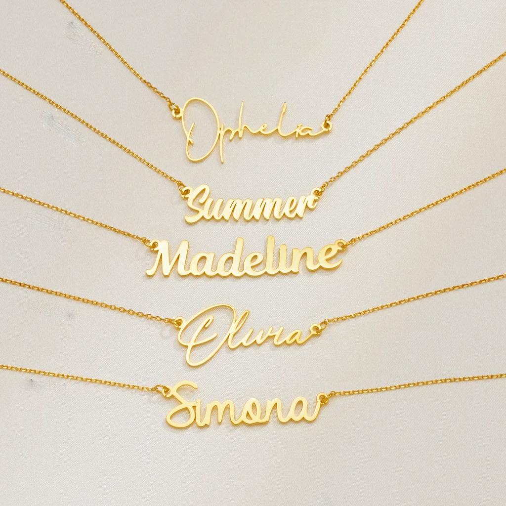 Custom Necklace for Women Personalised Cursive Letter Pendant Stainless Steel Jewelry Men Chain Choker Collar Personalizado