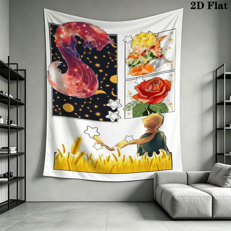 Little Prince Hush Wall Hanging Printed Fabric Blanket Decorative Tapestries for Bedroom Living Room Home Decor
