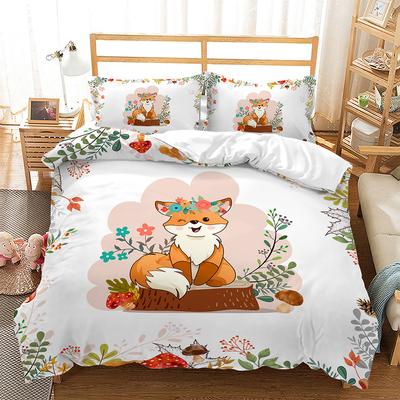 Animal Little Fox Love Bed Three-Piece Quilt Cover 3D Digital Printing Kit Four-Piece Set